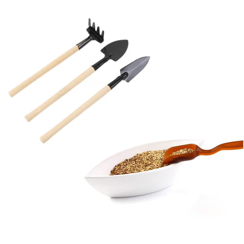 

One Or 3pcs Mini Shovel Rake Set Mini Garden Tool Bonsai Tools Set Wooden Handle Metal Head Shovel For Flowers Potted Plants
