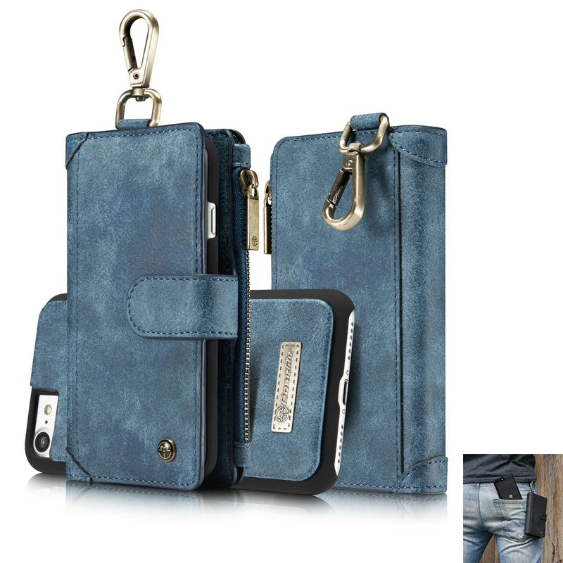 

Hot phone cases charger for iphone 7 PLUS Flip Case Receiver Wallet Cover for iPhone 7 5.5" Detachable 2-in-1 Metal Clip Retro