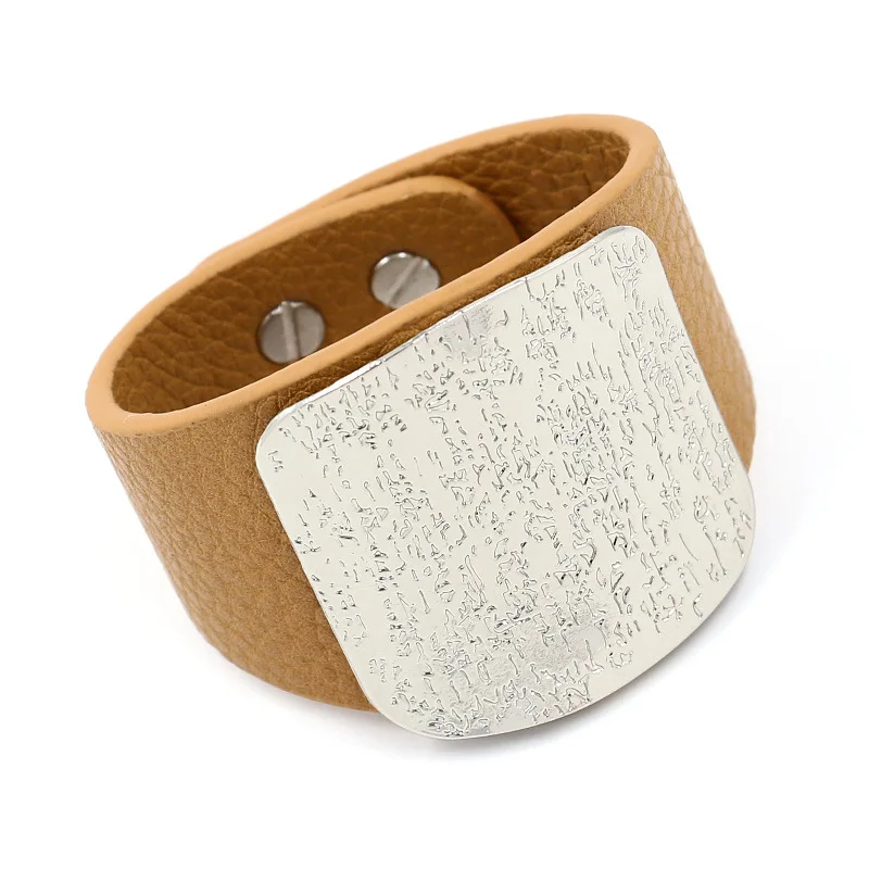 Leather Bracelet For Women with Alloy Buckle Adjustable Fashion Vintage Bracelets Femme Jewelry