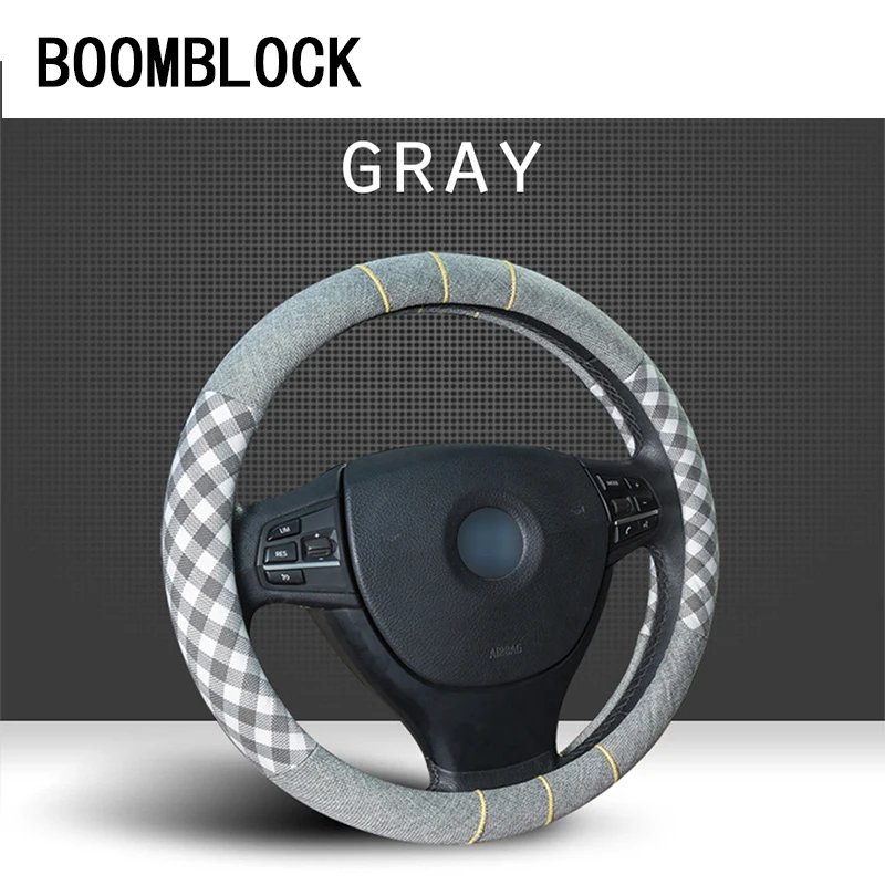 

Car Flax steering wheel cover four seasons universal for Fiat 500 Kia Rio K2 Ceed Sorento Skoda Octavia A5 A7 2 Rapid Fabia Yeti