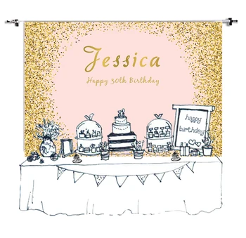 

newborn birthday party banner gloden dots baby shower studio photography children background dessert table decoration w-661