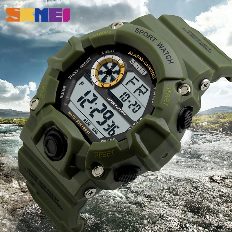 

Military Sports Watches Men Alarm 50M Waterproof Watch LED Back Light Shock Digital Wristwatches Relogio Masculino 1019 SKMEI
