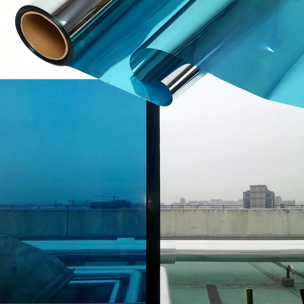 VLT 15 One way Blue Solar window tint film for home building glass covering ize 1.52X30M Roll