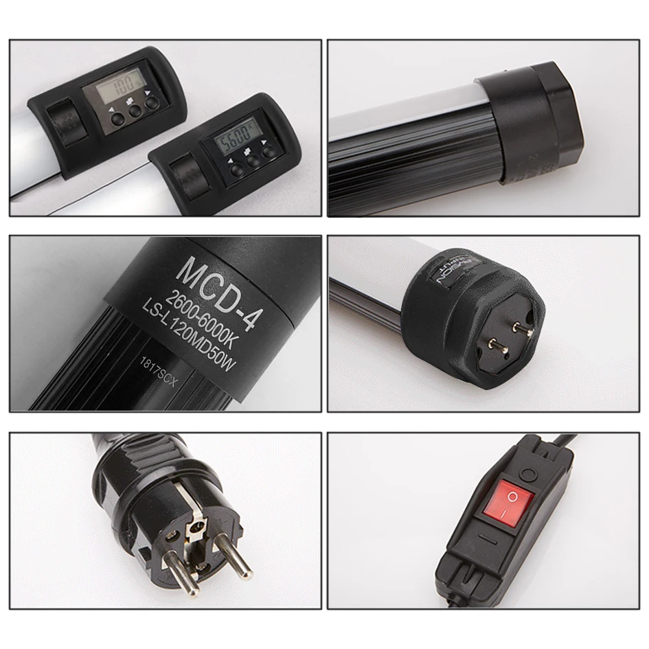 US $2.998.75 ALUMOTECH Dimming DMX Pro LED Kino Tubes 50WX8 220V 26006000KCStandX2 No Need BallastCase For Studio Photography Lighting