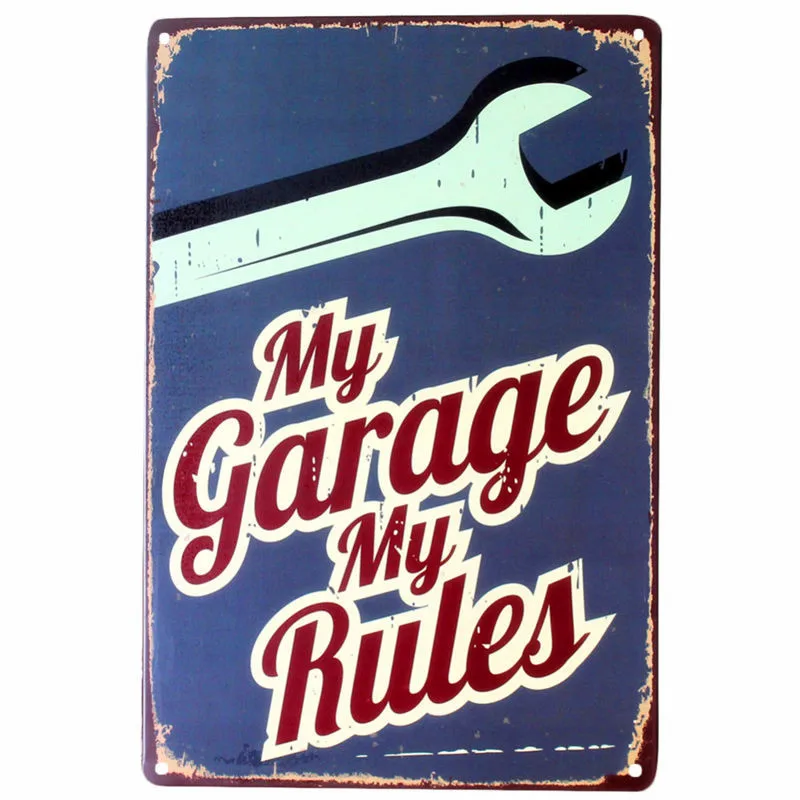 "Garage Rules" Винтаж из металла наклейки в ретро стиле домашний декор шик пап гаража стены металла Арт плакат 20*30 см