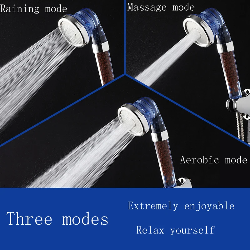 3 modes Adjustable Jetting Shower Filter High Pressure Water Saving Head Copper core hose Bathroom Accessories Sets | Дом и сад