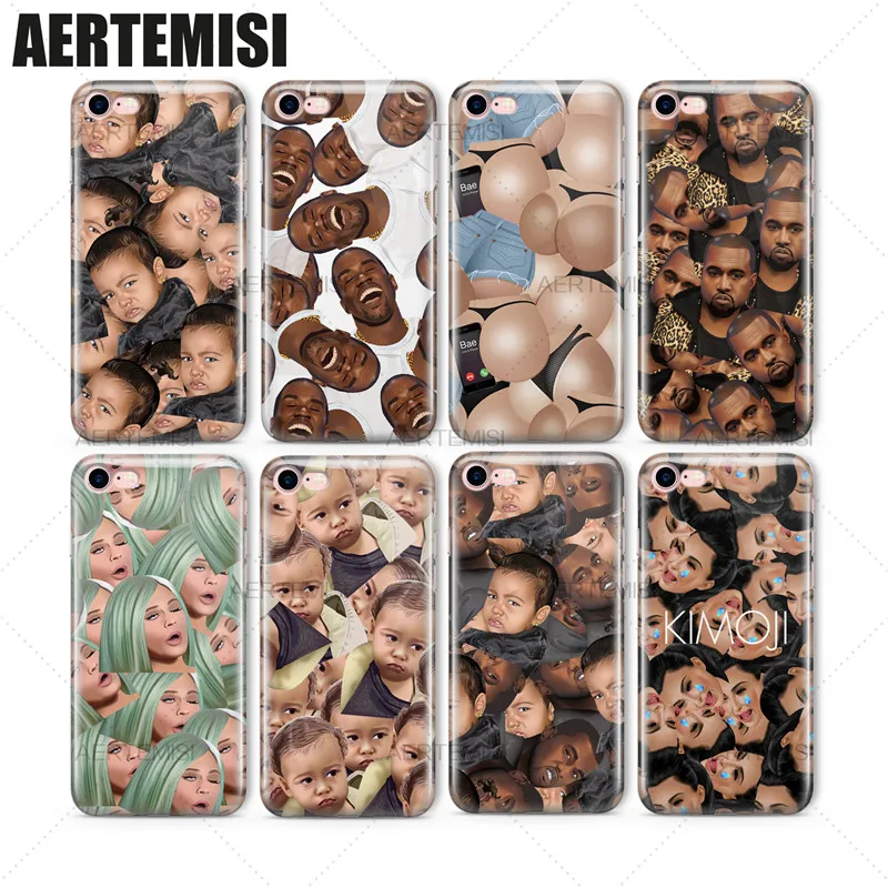 

Aertemisi Phone Cases Kimoji Kim Kardashian Kanye North West Kylie Jenner Emojis TPU Case Cover for iPhone 5 5s SE 6 6s 7 Plus