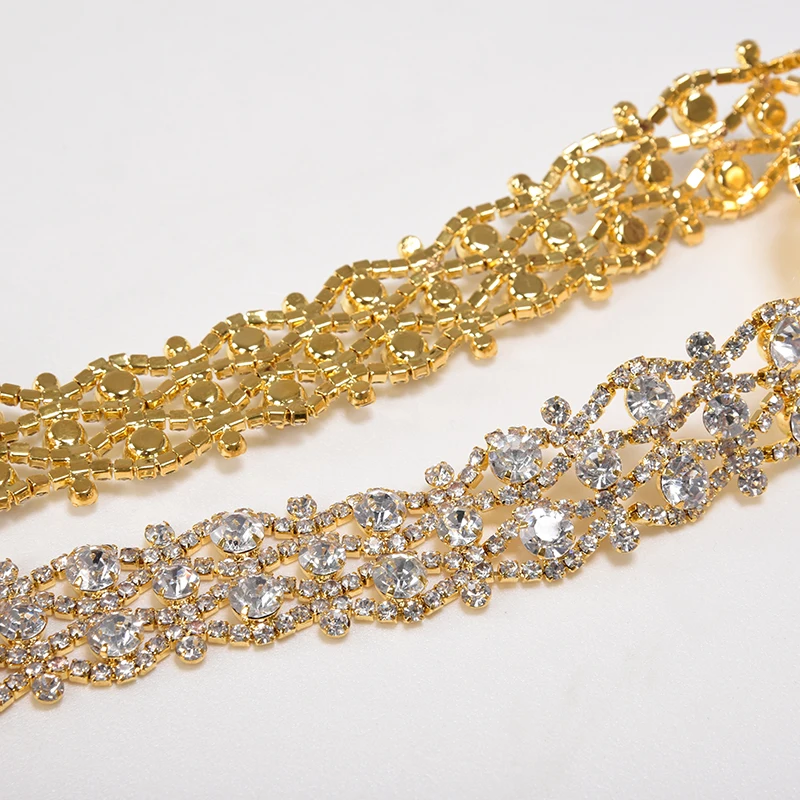 Handmade Crystal Wedding Belts Golden Silver Rhinestone Wedding Dress Belt Formal Bridal Ribbon Sash Belt Wedding Accessories