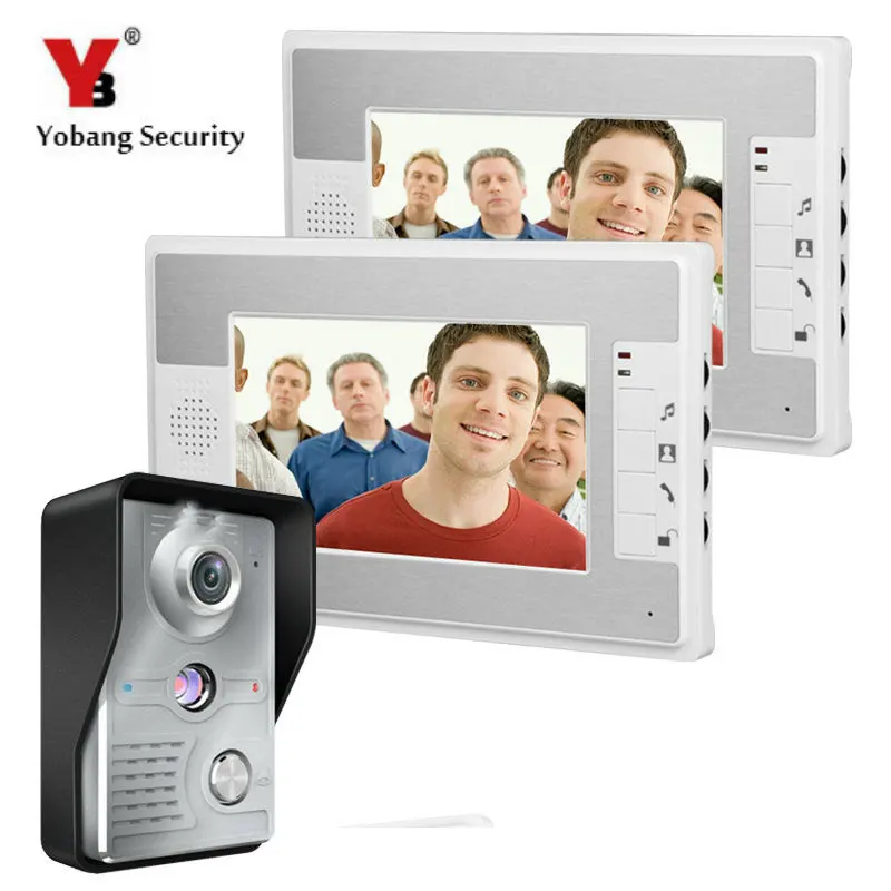 

YobangSecurity 7 Inch Wired Video Door Entry System Home Security Camera Video Door Intercoms 1-camera 2-monitor Night Vision