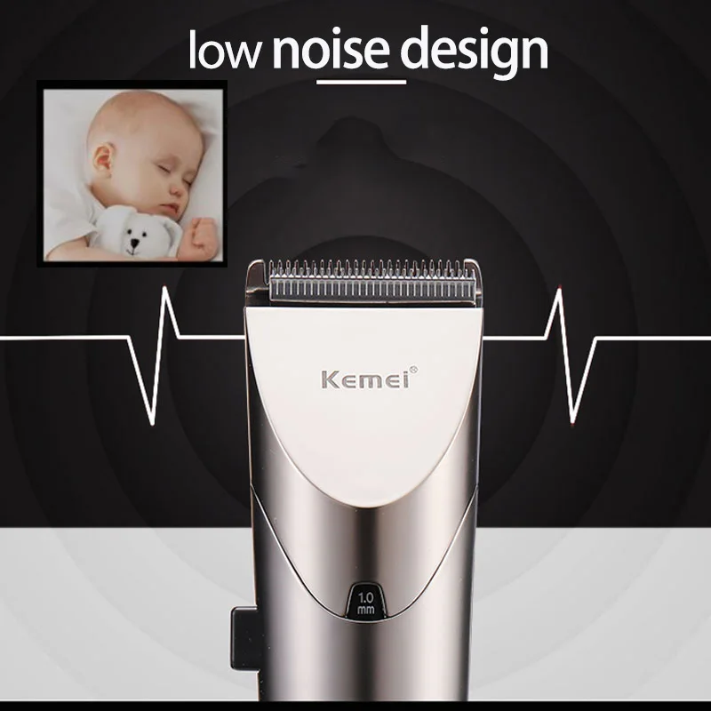 Kemei Professional LED Hair Trimmer Electric Hair Clipper Waterproof Men's Cordless Haircut Machine Adjustable Blade Low Noise