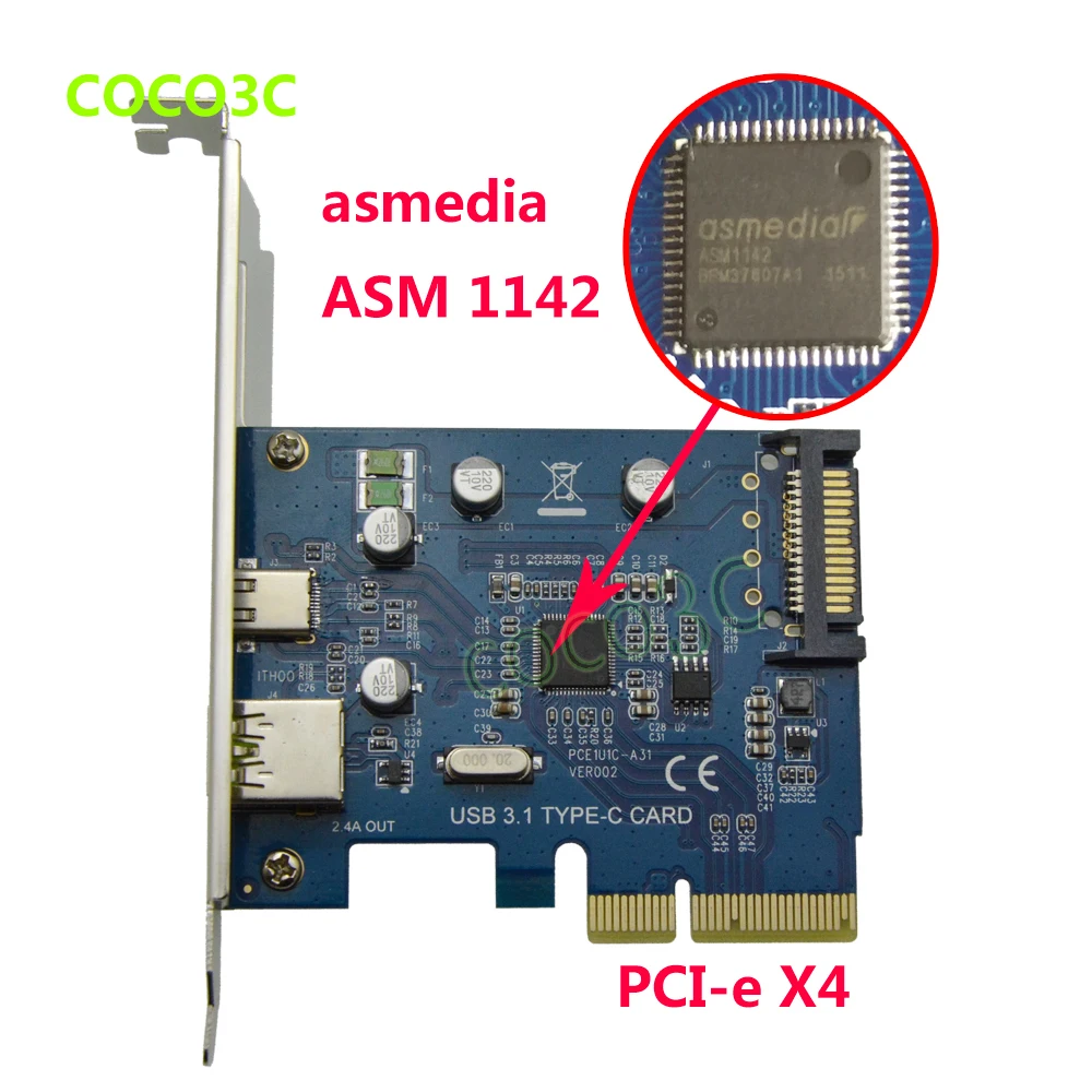  Escritorio 10Gbps USB 31 tipo C + puerto de carga rápida USB tarjeta PCI express PCI-e x4 A Adaptad