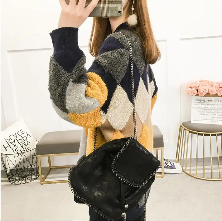 Autumn Winter Thick Knitted Cardigans Coat Women Fashion Long Sleeve Poncho Sweater Womans Crochet Cardigan