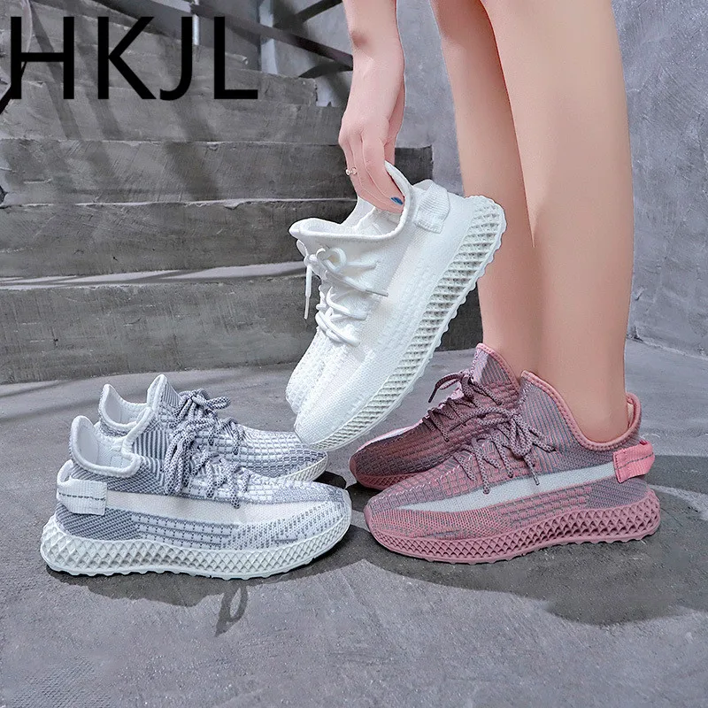 HKJL Female new summer mesh casual shoes women's breathable Korean version of the color trend sports shoes Z015