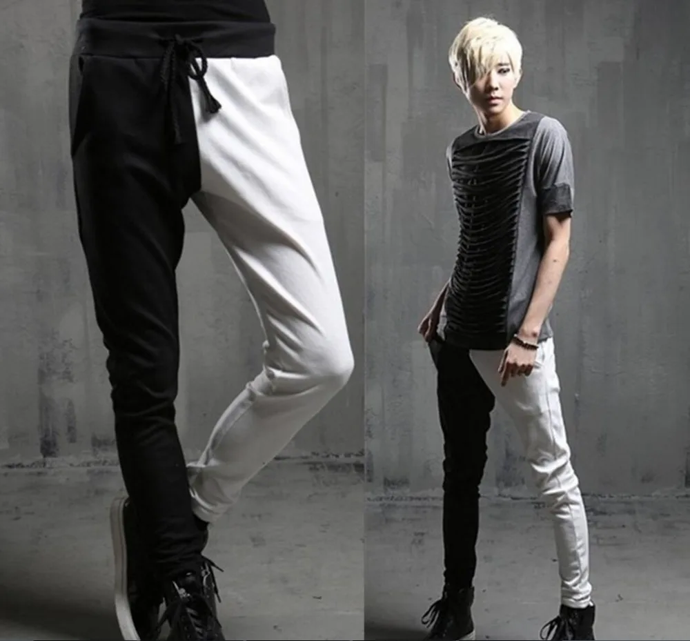27-44 модные прямые мужские брюки из искусственной кожи черные белые Молодежные штаны плюс размер мужские брюки певцы сценические костюмы