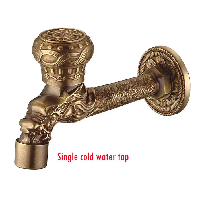 Antique brass Dragon carved tap Animal shape faucet Garden Bibcock washing machine tap outdoor mixer