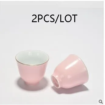 2 шт./партия ручная роспись Китайская розовая керамика и фарфор керамическая чашка чайный набор кунг-фу чистый чай чашка отправлено друзья - Цвет: B