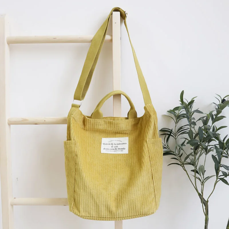 Borsa Tote In Velluto A Coste Da Donna Con Tracolla – Borsa A A Tracolla Borse A Spalla Velluto A Coste Shopping Casuale Casual Quotidiano Tasche Multiple Grande Capacita Leggero Tinta  P19499575