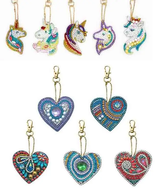 10pcs Unicorn Butterfly Design Diy Diamond Keychain Painting Christmas Gift Diy Special Full Drill Woman Girl Jewelry Keyring