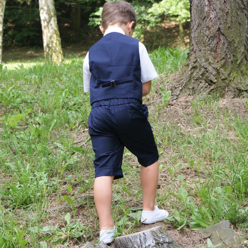 Figwit/Детский костюм-майка для мальчиков, комплект из 4 предметов, летняя синяя детская праздничная одежда с короткими рукавами для свадебной вечеринки школьная одежда для причастия для подростков