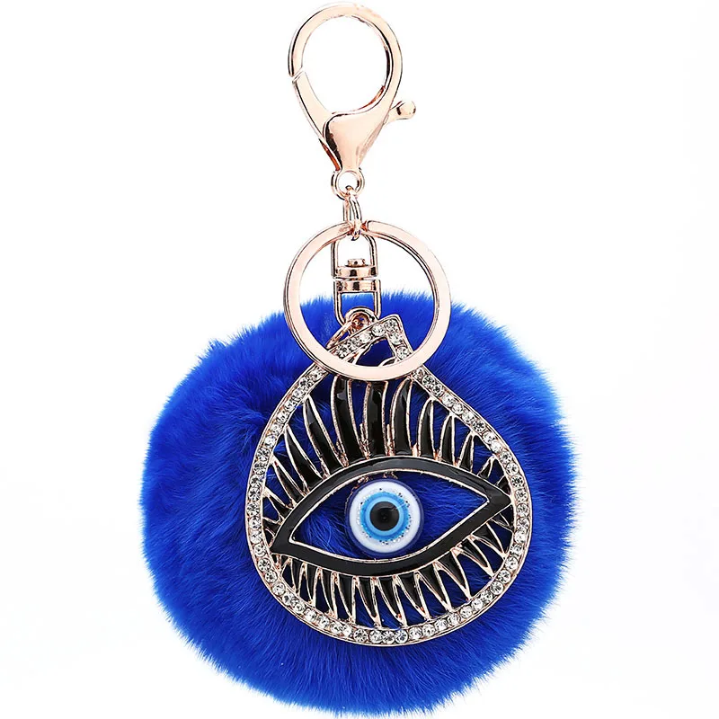 

trinket Keychain pompons keychains keyrings eye fur Keychain fluffy key chains pendants with crystals kiss keychains keys to
