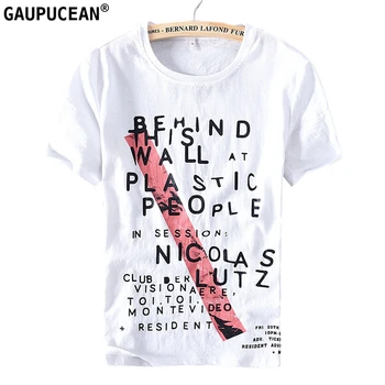 

Linen Cotton Cool Breathable Soft Men T Shirt Short Sleeve Letters Printing Summer Casual White O-neck Quality Man T-shirts