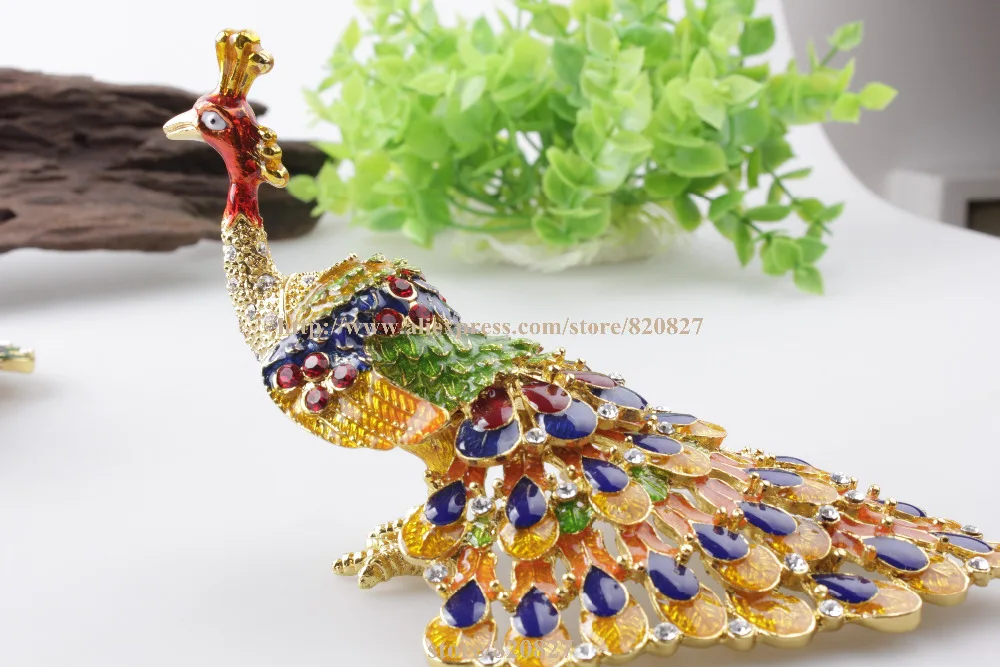 Bejeweled PROUD AS A PEACOCK Strutting Peacock Trinket Box Details about   Jere Luxury Giftware