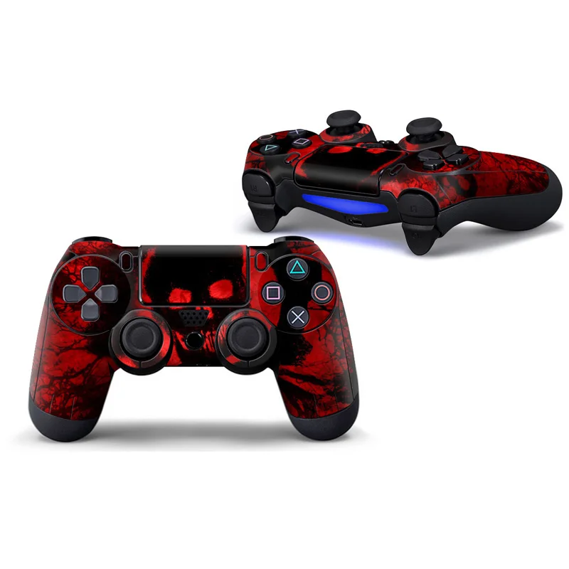 

2pcs red skull Design For Sony Playstation PS4 Controller Skin Sticker For PS4 Controller vinyl sticker---0030