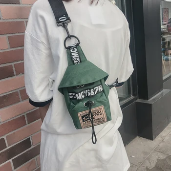 

New 2019 Women Letter Green Retro Multifunction Shoulder Bag Woman Canvas Phone Bags Small Mini Belt Bag Cool Chest Bum Handbag