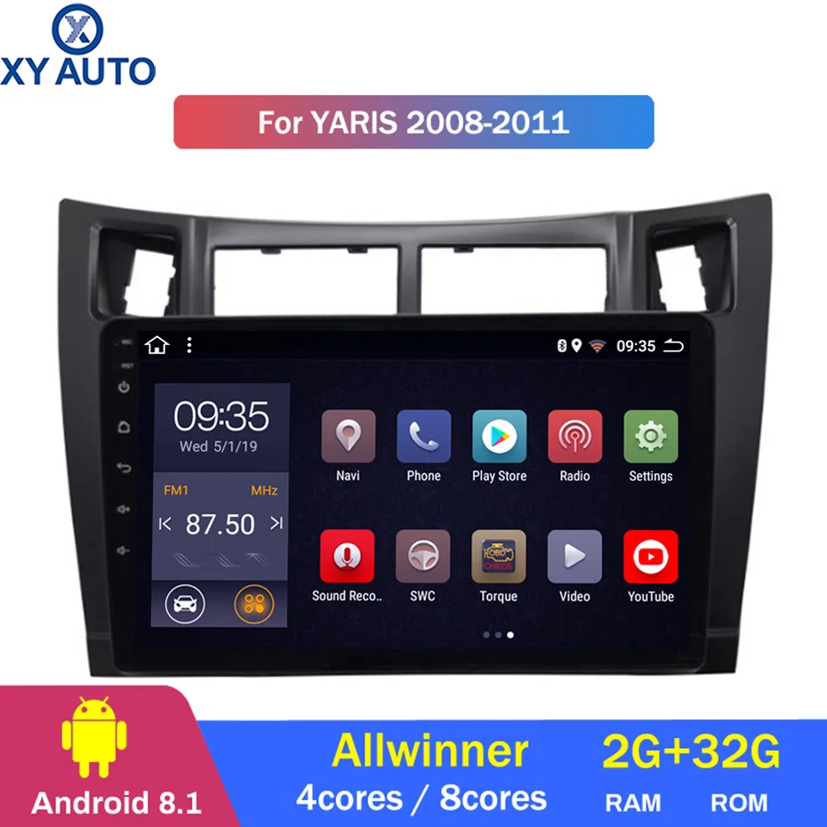 Sale Hot sale 9 inch 2.5D IPS HD multi-touch screen Android8.1 2G RAM 32G ROM NAVI with BT USB WIFI SWC for toyota yaris 2008-2011  0