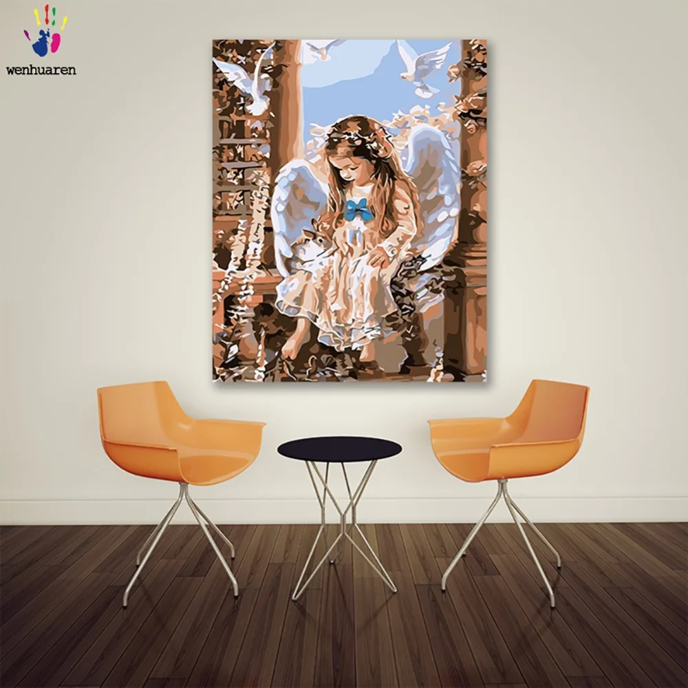 

DIY colorings pictures by numbers with colors Angel girl on the window sill picture drawing painting by numbers framed Home