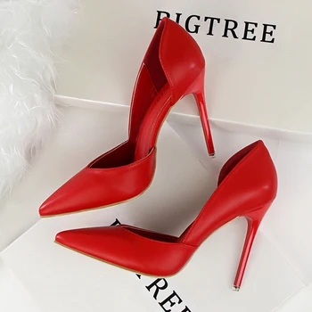 

BIGTREE fashion concise escarpins sexy hauts hells stiletto yellow pumps shoes women elegant shallow salto alto slip-on ayakkabi