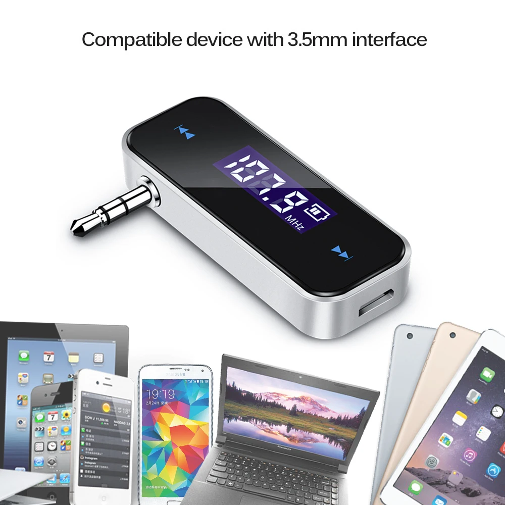 Mini 3.5 mm Wireless Car Radio Music Audio FM Transmitter HandsFree FM Modulator Transmissor FM LCD displayer for iPhone Android (2)