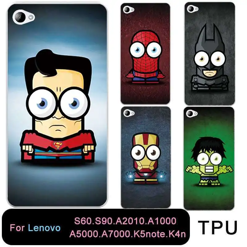 QMSWEI Soft Clear Phone case For Lenovo S60 S90 A2010 a1000 a5000 a7000 k5note k4note Spiderman Superman TPU Cover Free shipping |