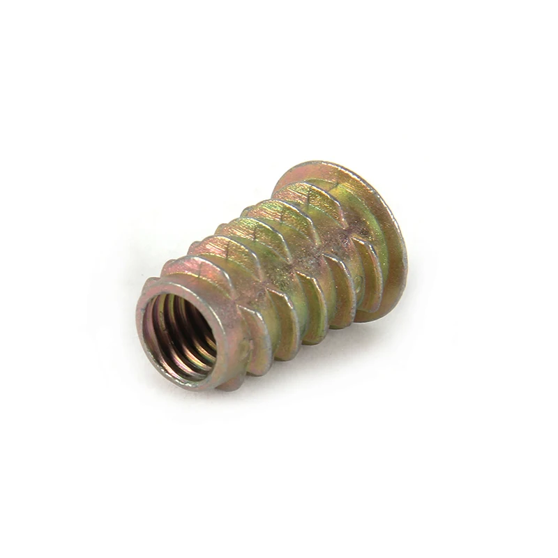 M4 Zinc Alloy Threaed Wood Caster Insert Nut with Flanged Hex Drive Head