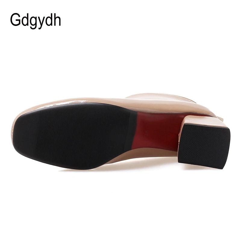 Женские ботильоны из лакированной кожи Gdgydh черные обувь на платформе и высоком
