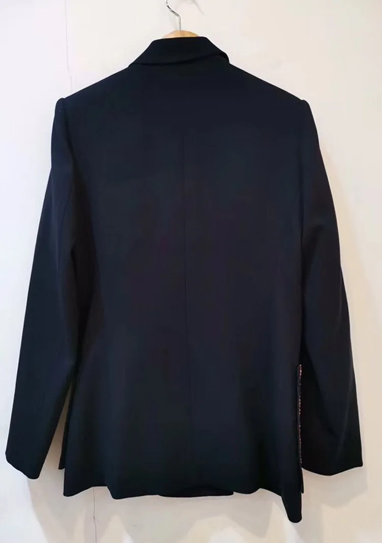 2019 Spring and Summer European and American New Navy Suit Double Breasted OL Commuter Leisure Suit Jacket Clothes Women Suit