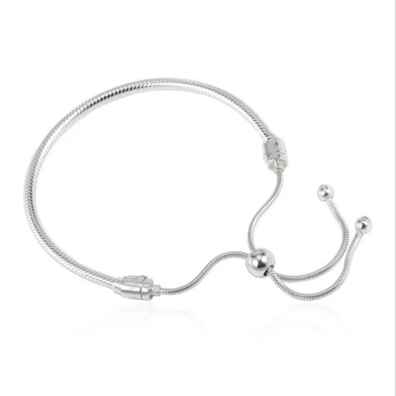 

High Quality 925 Sterling Silver European and American New Female Basic Chain DIY Bracelet Push-pull Snake Bone Bracelet