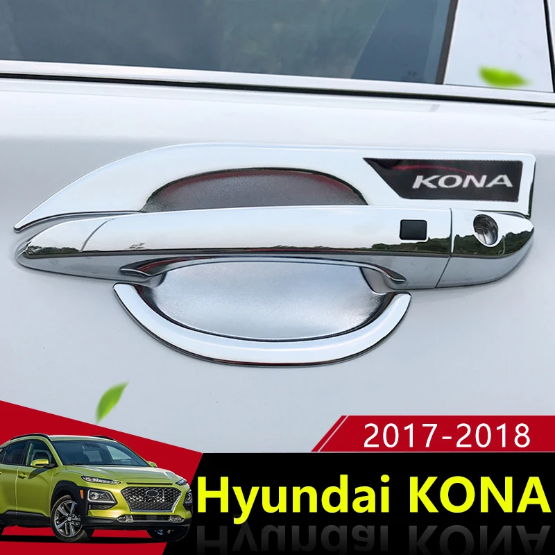 

ABS Chrome Car Outer Door Bowl Cover Sticker Decorated Door bowl Guard For Hyundai Kona Encino 2017 2018 Car Styling Accessories
