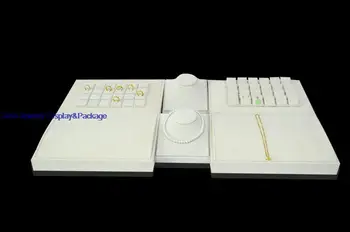 

Free Shipping Beige Velvet Portable Jewelry Display Mannequin Set Stand Showcase Ring Necklace Pendant Bracelet Organize Tray