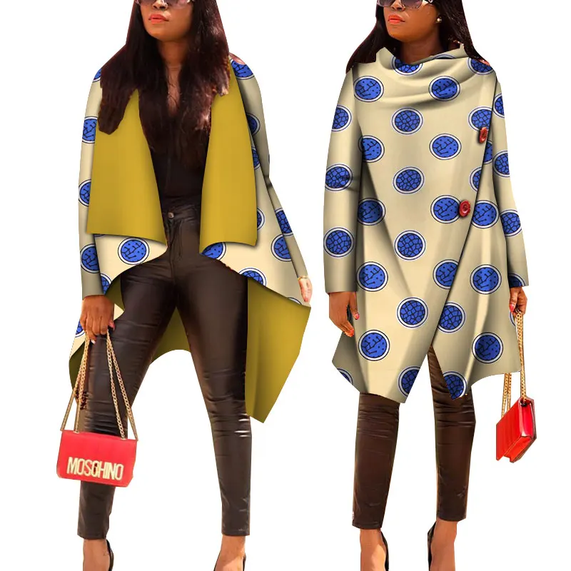 Women African Tops African Print Cotton Casual Coat Women Bazin Riche Trench Coat Lady Traditional African Clothes WY4715