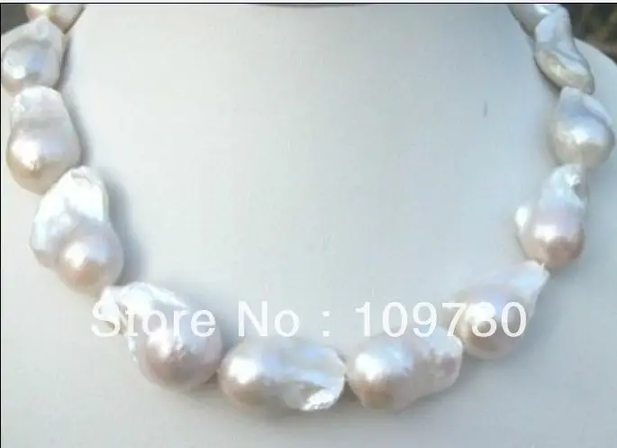 

Jewelry 0011786 CLASSIC RAHE HUGE SOUTH SEA WHITE BAROQUE PEARL NECKLACE18