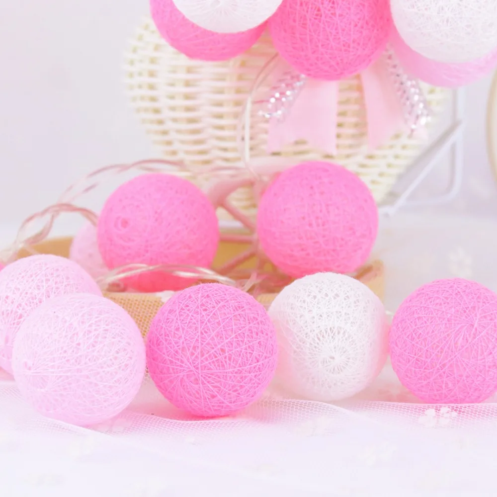 20 Led Pink Cotton Ball Holiday Decoration Light LED String Light Fairy Garlands Christmas Ramadan Wedding Party Bedroom JQ0 20 Led Pink Cotton Ball Holiday Decoration Light LED String Light Fairy Garlands Christmas Ramadan Wedding Party Bedroom JQ0