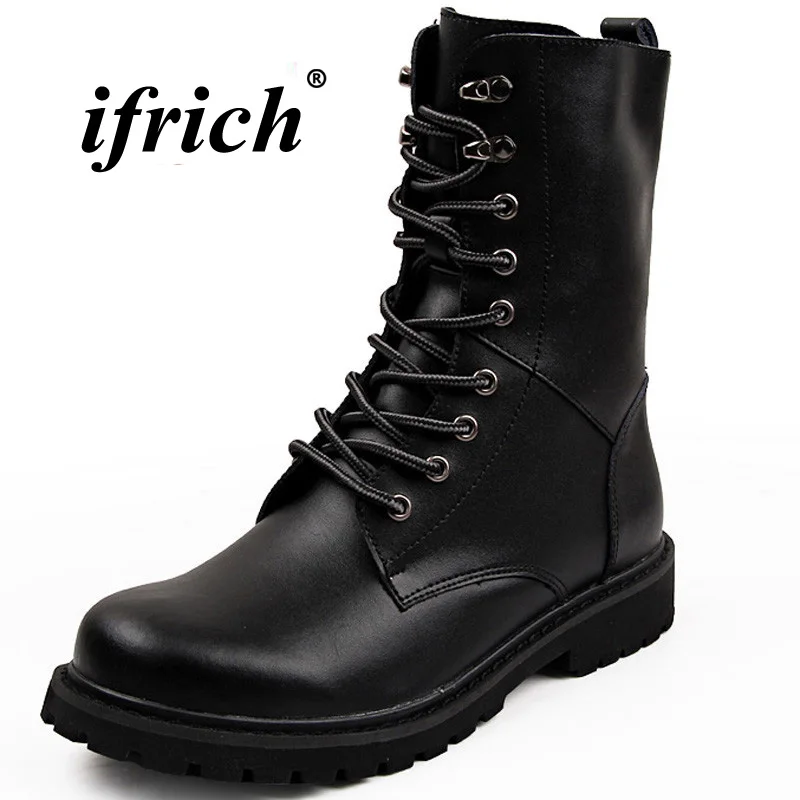 

Winter New Mens Brand Boots Outdoor Military Combat Boots Plus Size 48 Youth Martin Boots With Fur Army Military Training Shoes