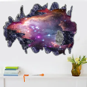 

Planets Window Milky Way Galaxy 3d Window View Wall Arts Decals Decors Removable Stickers Galaxy Space Planet Vinyl Meteorites