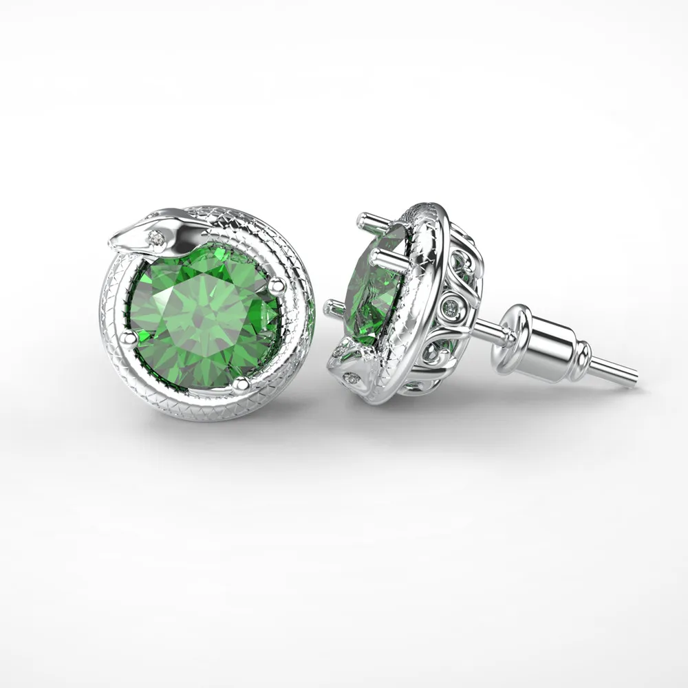 

Cubic Zirconia Round Type Snake Stud Earrings Cute Fashion Animal Women's Earrings
