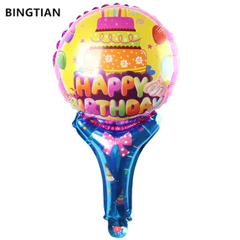 

BINGTIAN birthday handheld balloons cute cartoon birthday stick ballons Birthday party decorations toys Birthday cake balloon