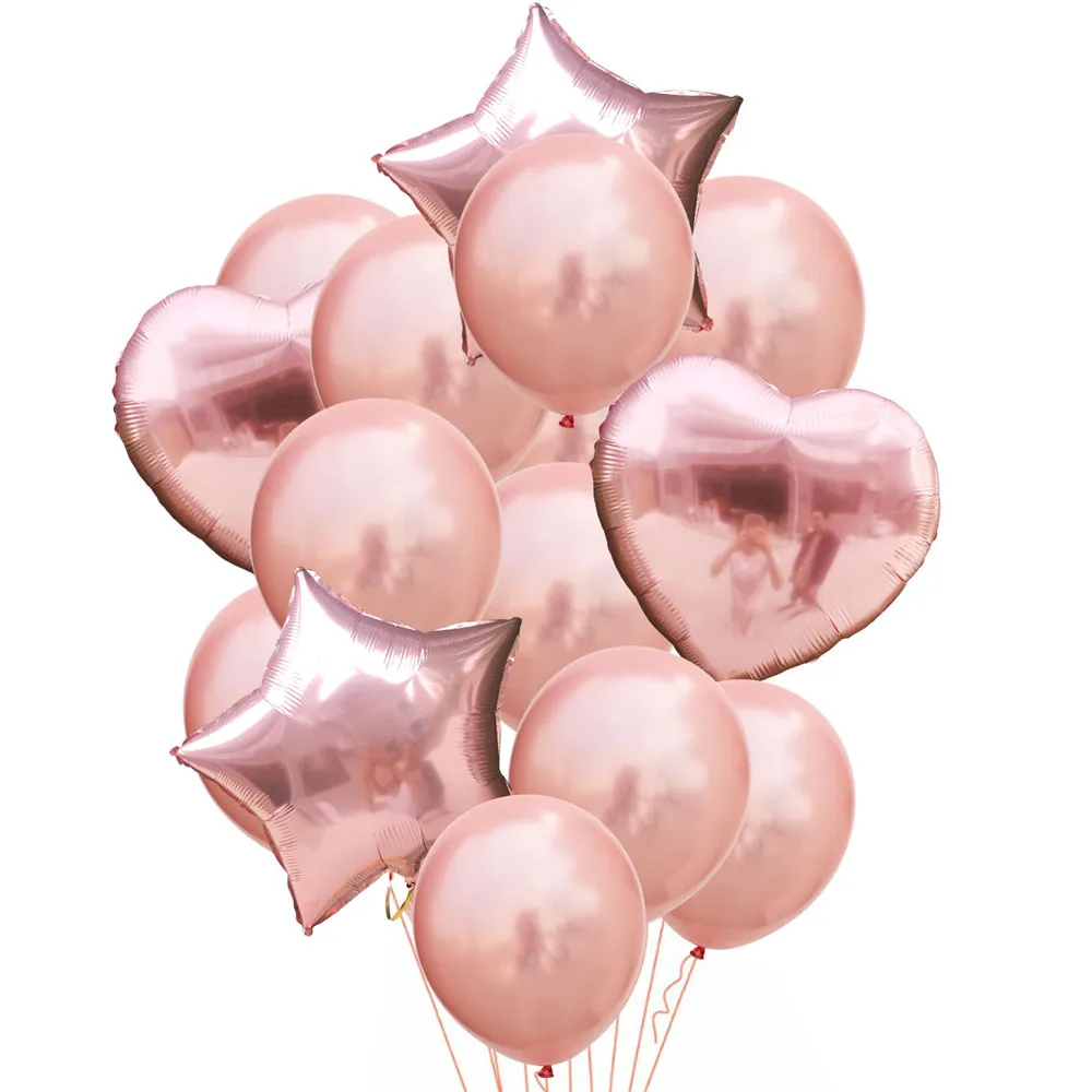 14 шт. 12 дюймов латексные разноцветные воздушные шары конфетти надувные шары Гелиевый шар для дня рождения, свадьбы, вечеринок - Цвет: Rose