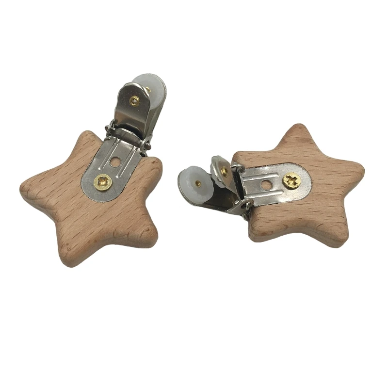 Natural Beech Wood Baby Pacifier Clips Dummy Clips DIY Pacifier Chain Accessory