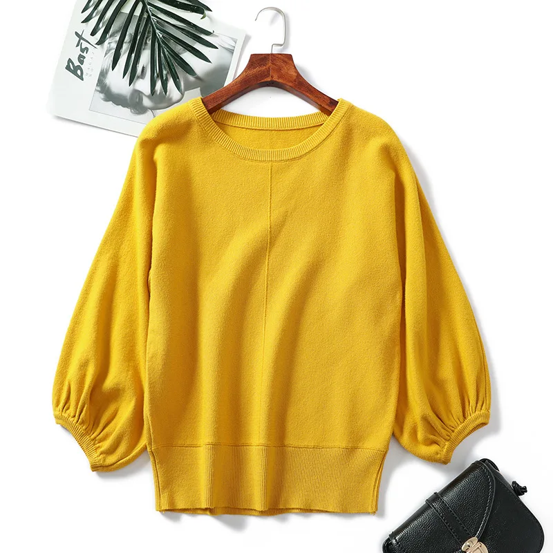 Женские пуловеры, вязаный свитер, базовый свитер с длинными рукавами и круглым вырезом, зимние свитера, шерстяные Повседневные вязаные топы размера плюс
