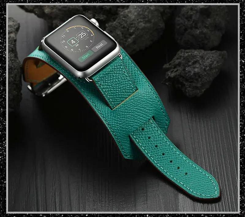URVOI манжета для наручных часов Apple Watch, версии 5, 4, 3, 2, ремешок для наручных часов iwatch, ремень для часы Hermes Качество Натуральная английская соль роскошный кожаный ремешок